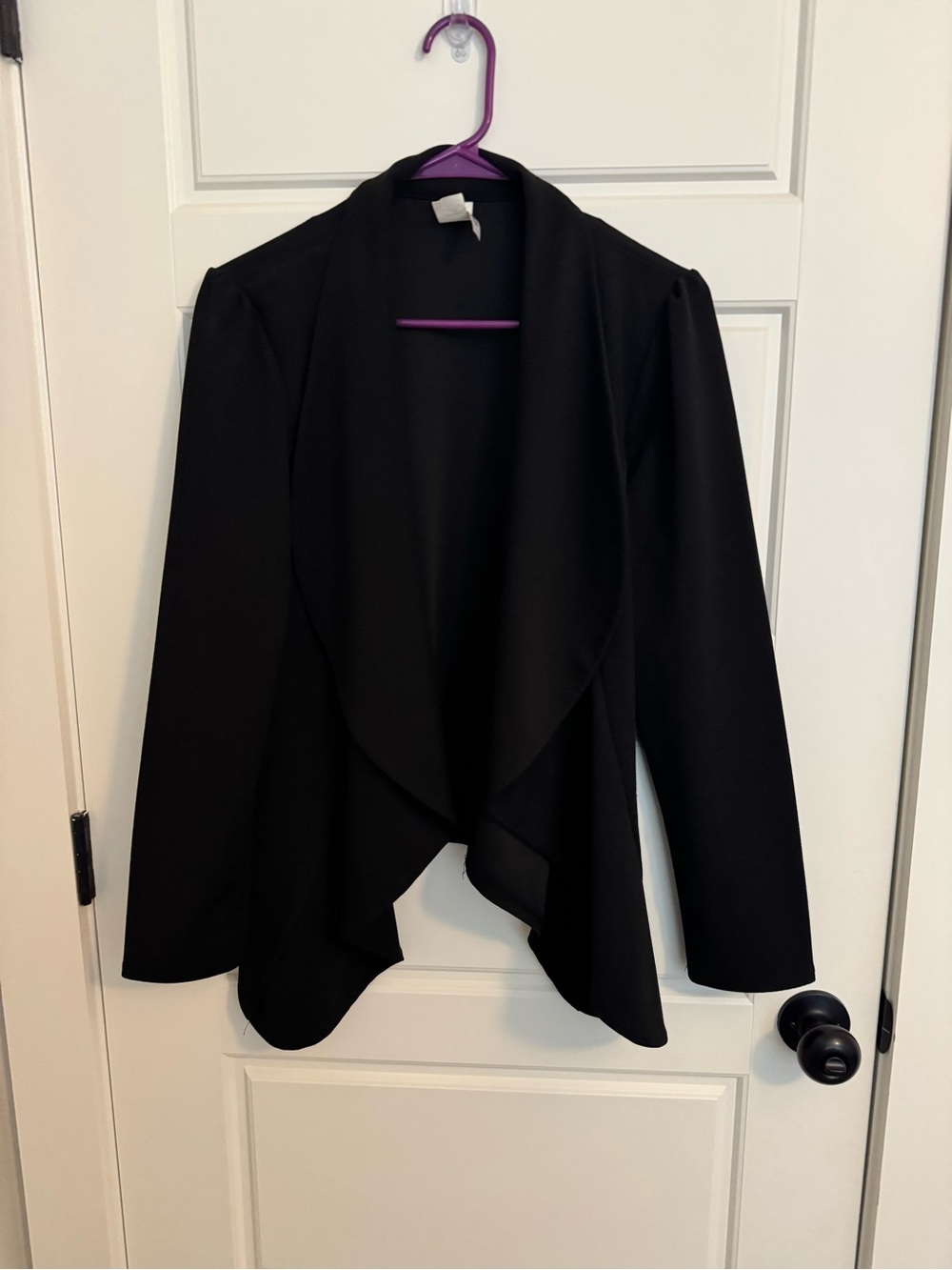 MOA USA Black Draped Open-Front Blazer Jacket